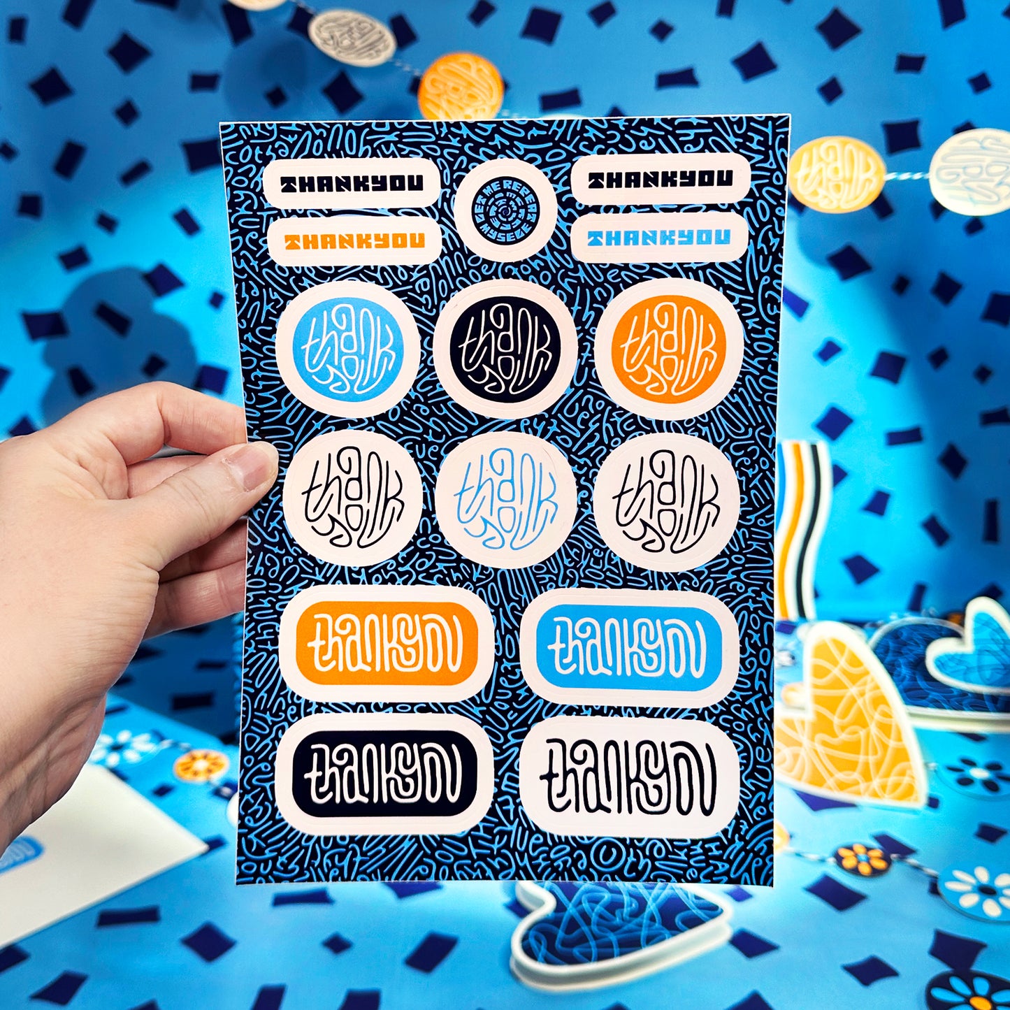 Thank You Gift Stickers in Midnight