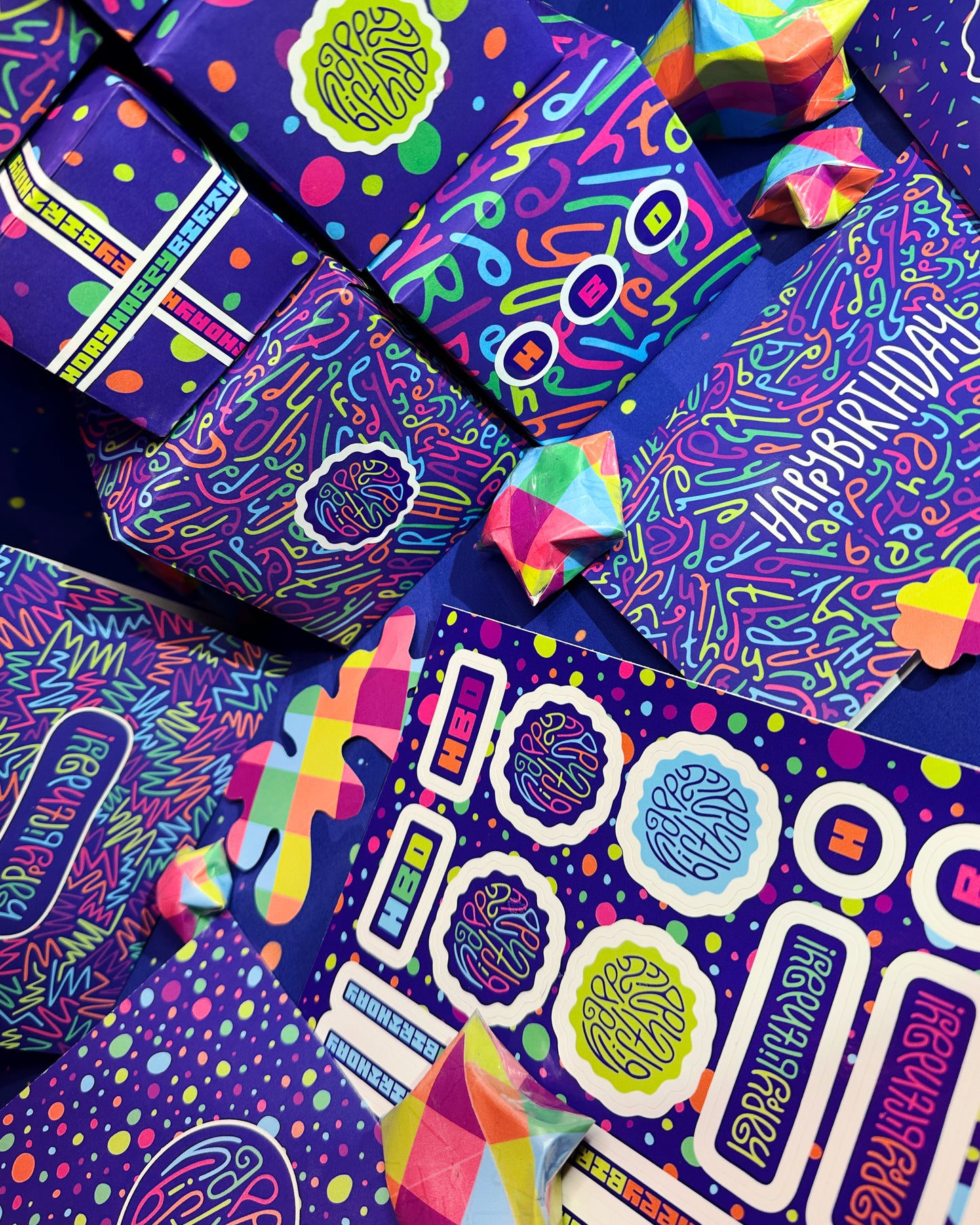 Happy Birthday Greeting Card: Letter Pattern in Disco with Color-Me-In Inside