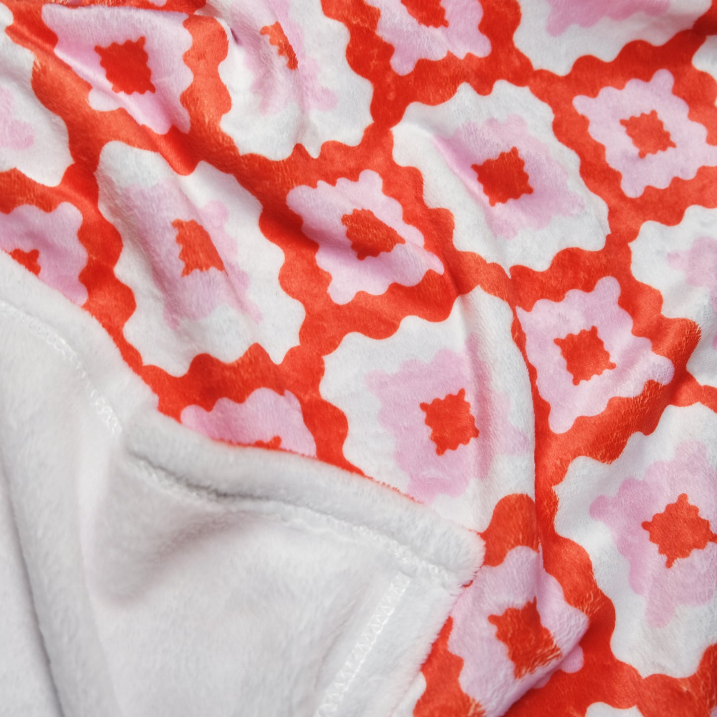 LOVE Crochet Squares Print Valentine Throw Blanket