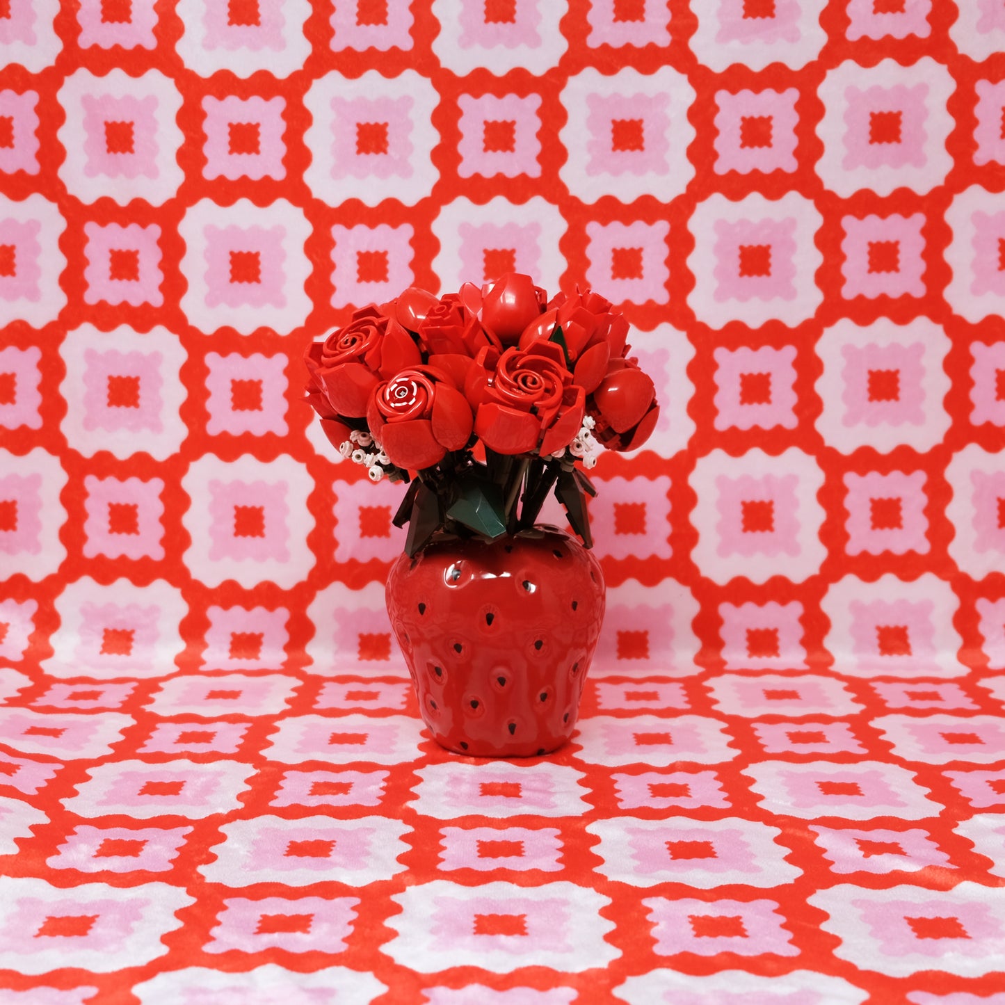 LOVE Crochet Squares Print Valentine Throw Blanket