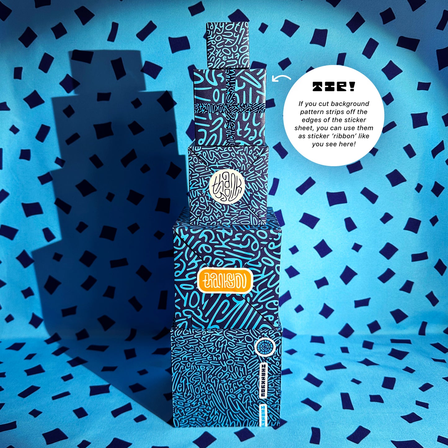 Thank You Gift Stickers in Midnight
