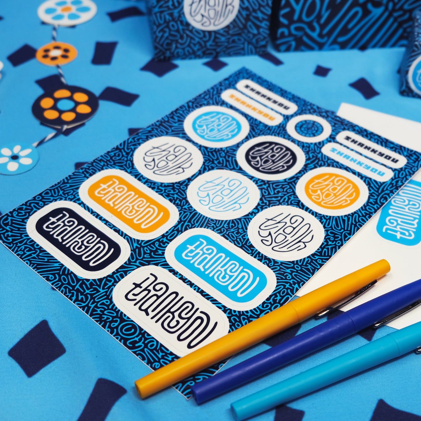Thank You Gift Stickers in Midnight