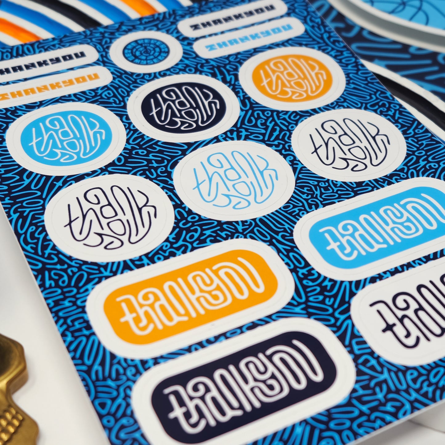 Thank You Gift Stickers in Midnight
