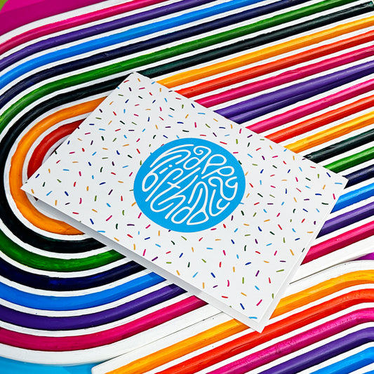 Happy Birthday Greeting Card: Sprinkles in Rainbow with Color-Me-In Inside