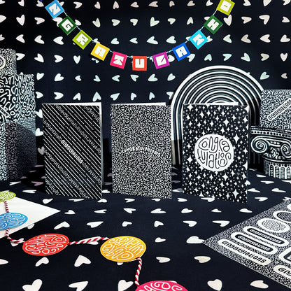 Congratulations Greeting Card: Sparkles in Black & White with Color-Me-In Inside