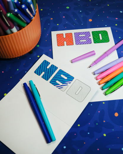 Happy Birthday Greeting Card: Letter Pattern in Disco with Color-Me-In Inside