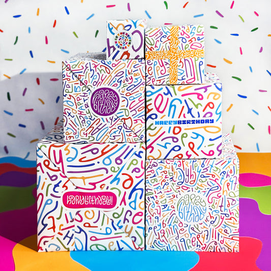 Happy Birthday Letter Pattern Wrapping Paper in Rainbow