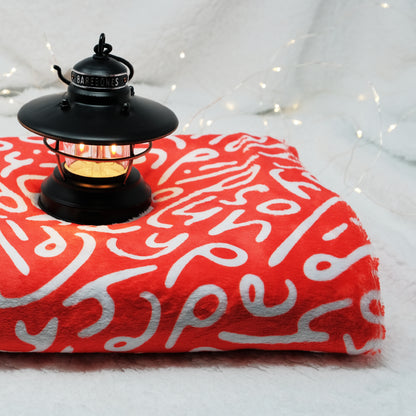 Holiday Ultra-Soft Throw Blanket: Letters in Red