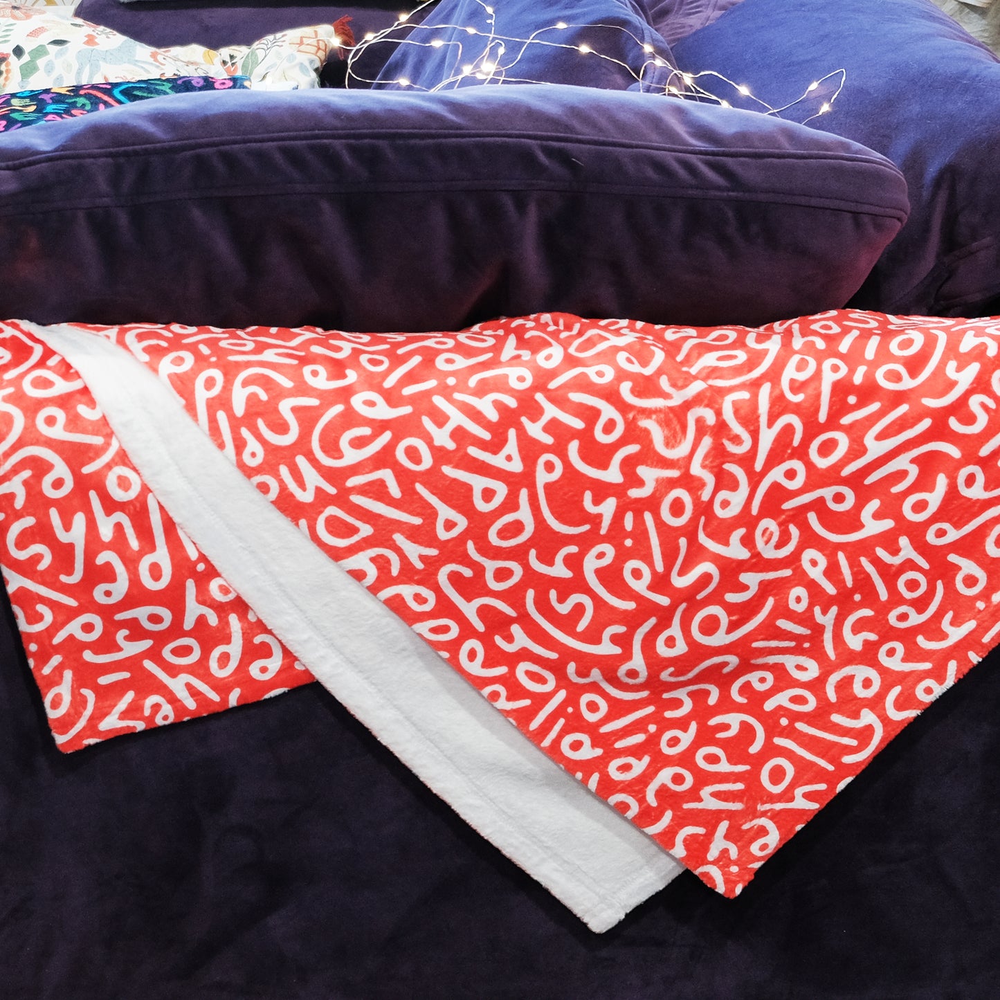 Holiday Ultra-Soft Throw Blanket: Letters in Red