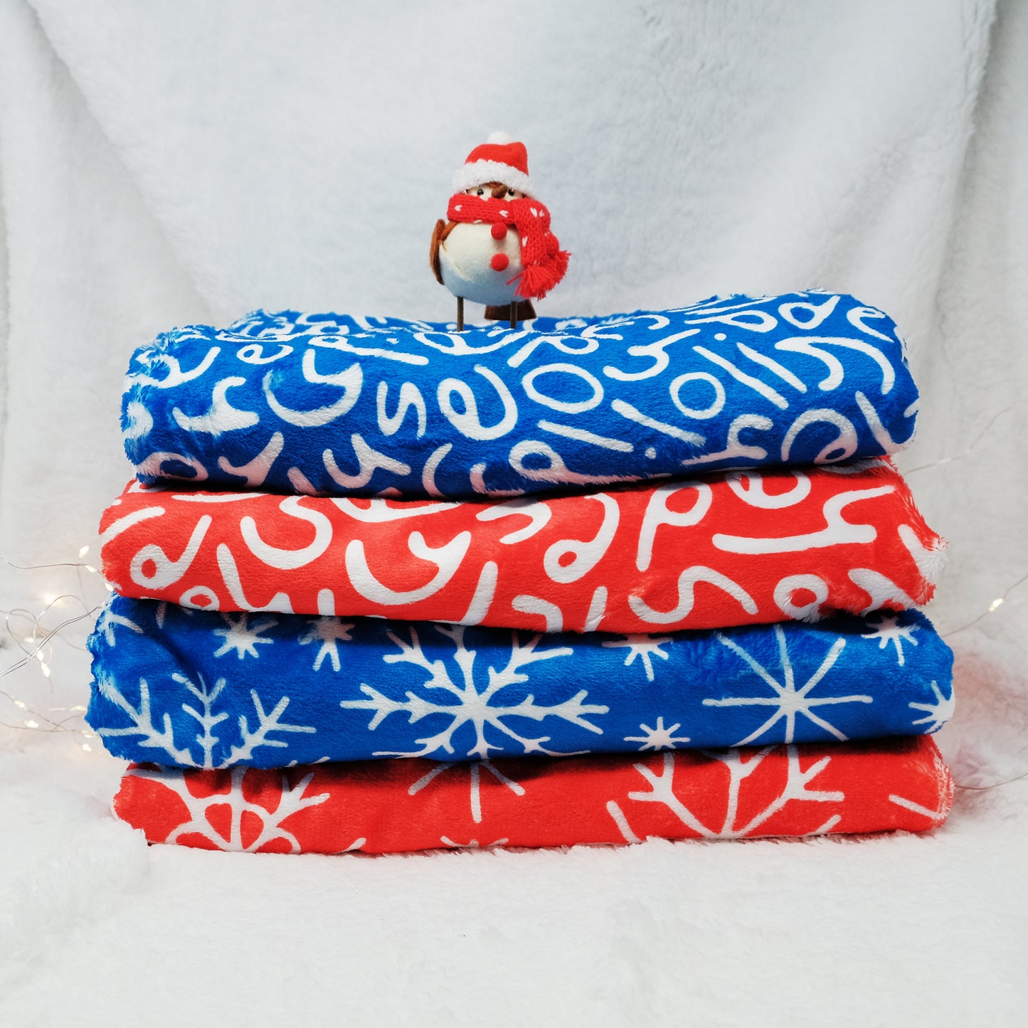 Holiday Ultra-Soft Throw Blanket: Snow in Red