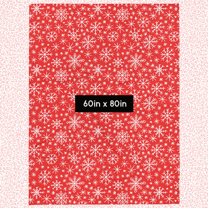 Holiday Ultra-Soft Throw Blanket: Snow in Red