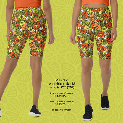 LOVE Groovy Flowers Bike Shorts in Retro