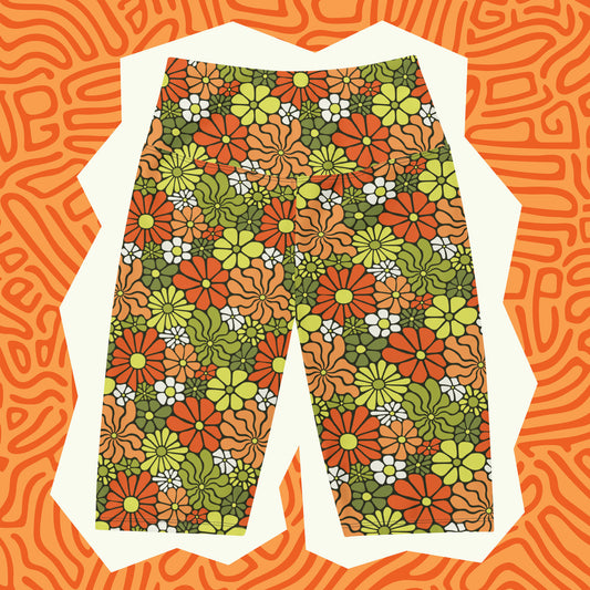 LOVE Groovy Flowers Bike Shorts in Retro