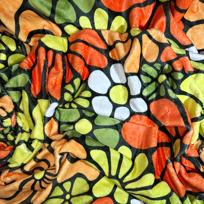 LOVE Groovy Flowers in Retro Ultra-Soft Throw Blanket