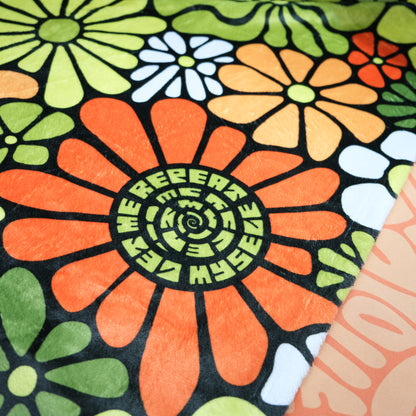 LOVE Groovy Flowers in Retro Ultra-Soft Throw Blanket