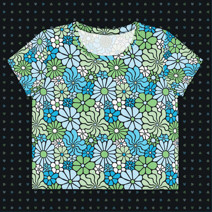 LOVE Groovy Flowers Crop Tee in Earth