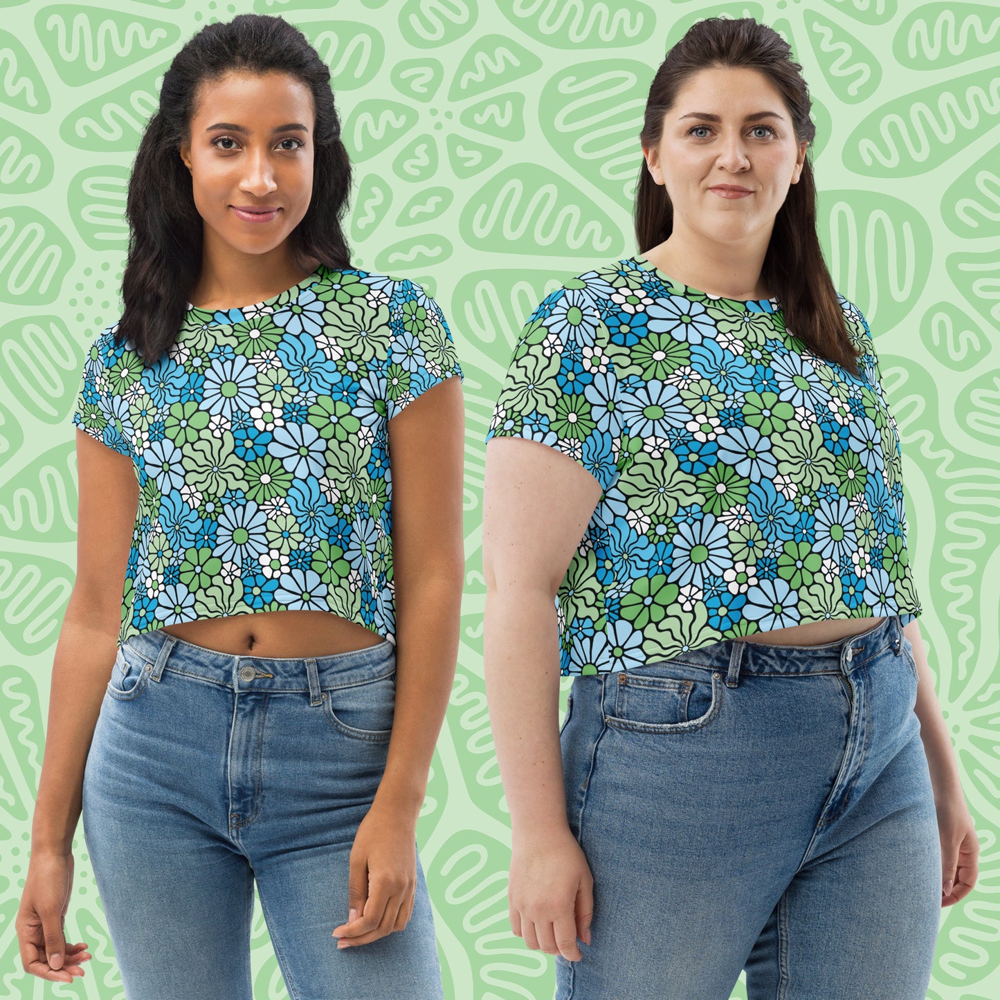 LOVE Groovy Flowers Crop Tee in Earth