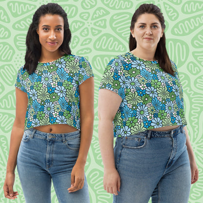 LOVE Groovy Flowers Crop Tee in Earth