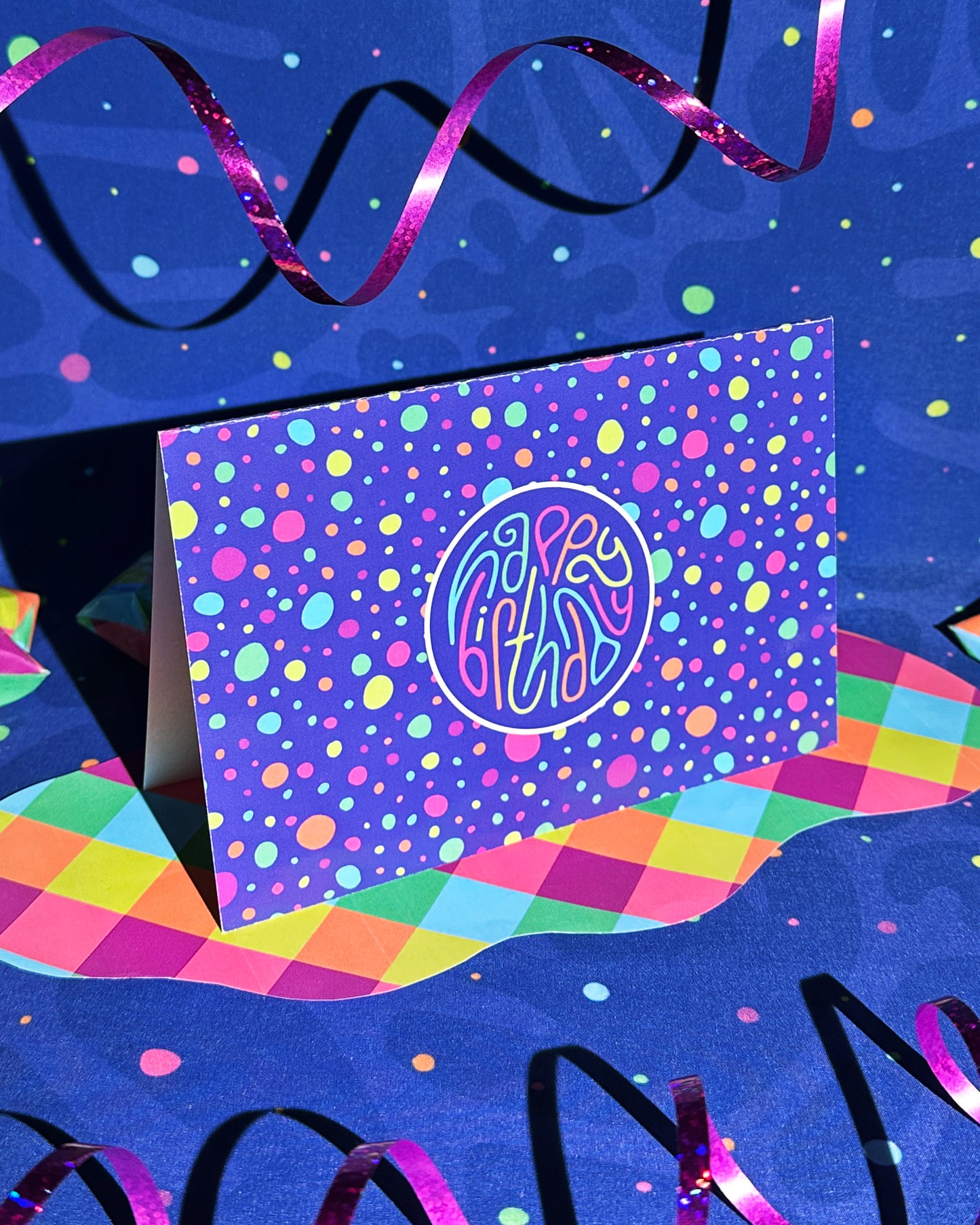 Happy Birthday Greeting Card: Confetti in Disco with Color-Me-In Inside