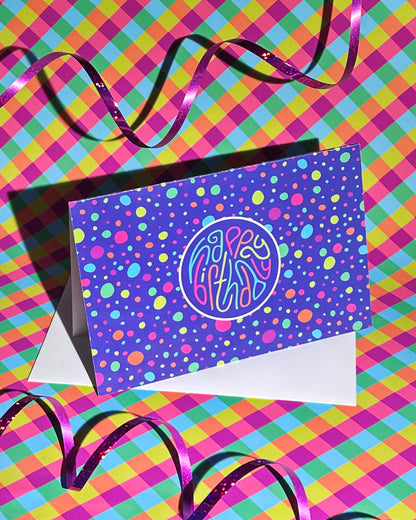 Happy Birthday Greeting Card: Confetti in Disco with Color-Me-In Inside
