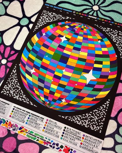 Disco Ball One Year Mood & Activity Calendar: Customizable Art Print with Daily Tracker Stars