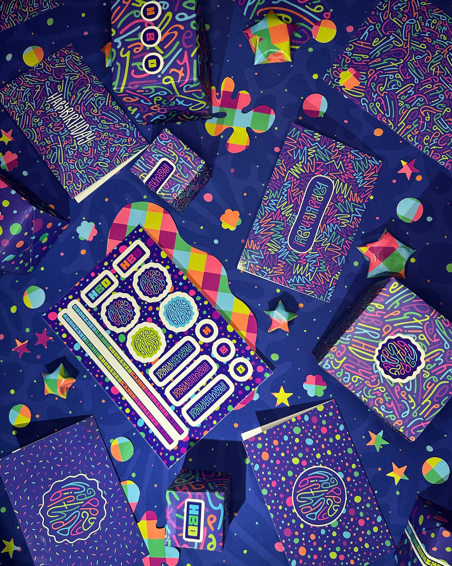 Happy Birthday Gift Stickers in Disco