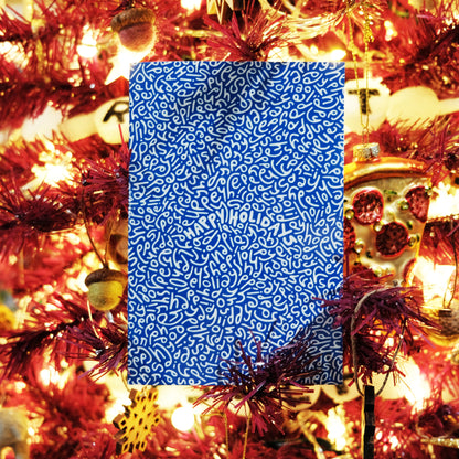 Holiday Card: Letter Pattern in Blue with Color-Me-In Inside