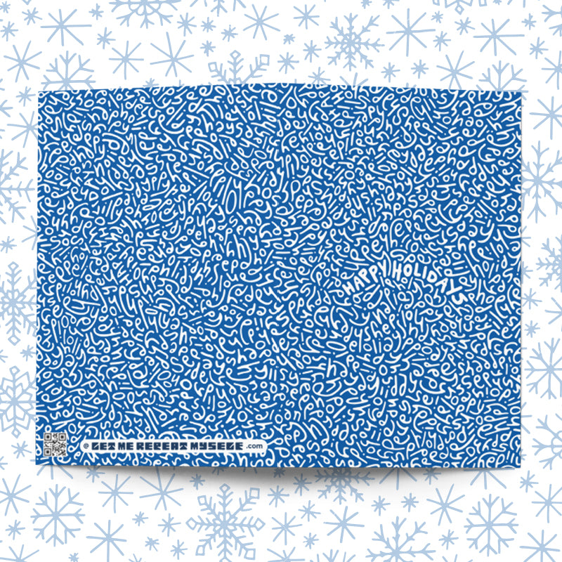 Holiday Card: Letter Pattern in Blue with Color-Me-In Inside