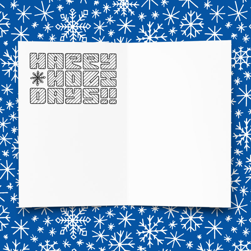 Holiday Card: Letter Pattern in Blue with Color-Me-In Inside