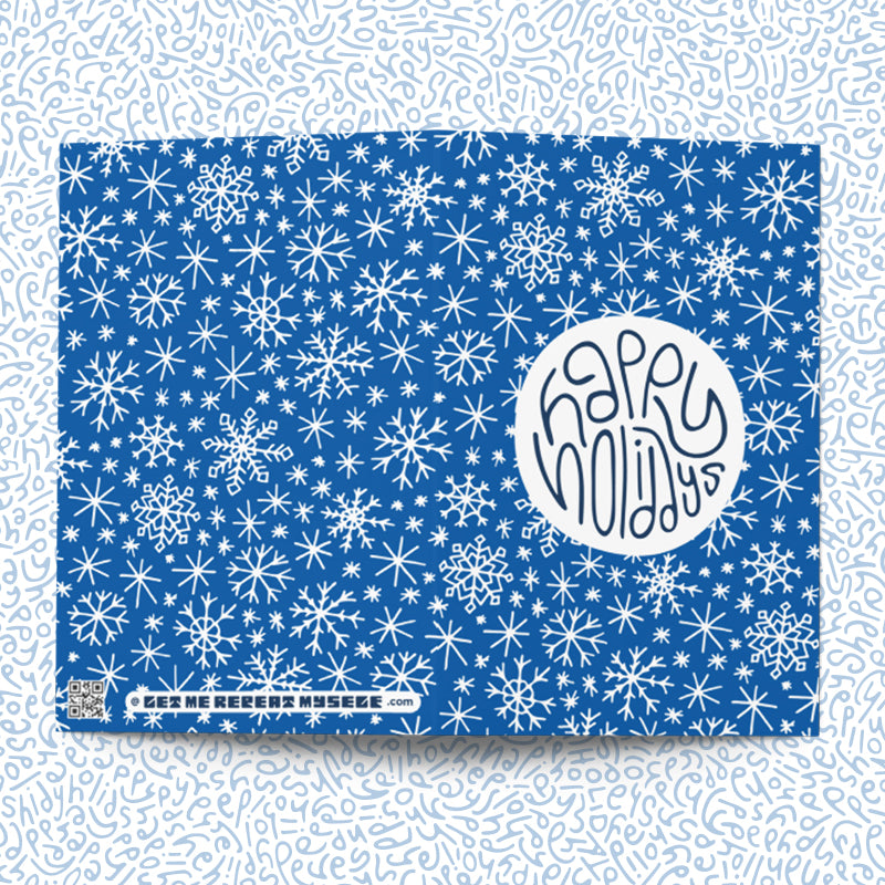 Holiday Card: Snow in Blue with Color-Me-In Inside