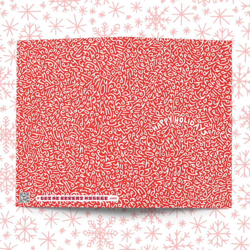 Holiday Card: Letter Pattern in Red with Color-Me-In Inside