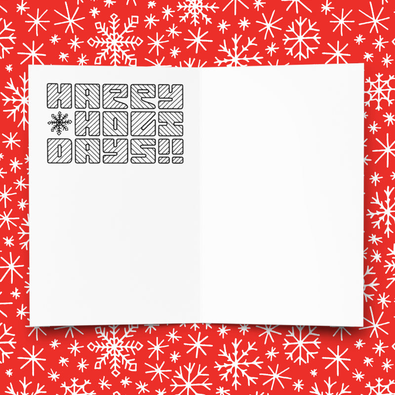 Holiday Card: Letter Pattern in Red with Color-Me-In Inside