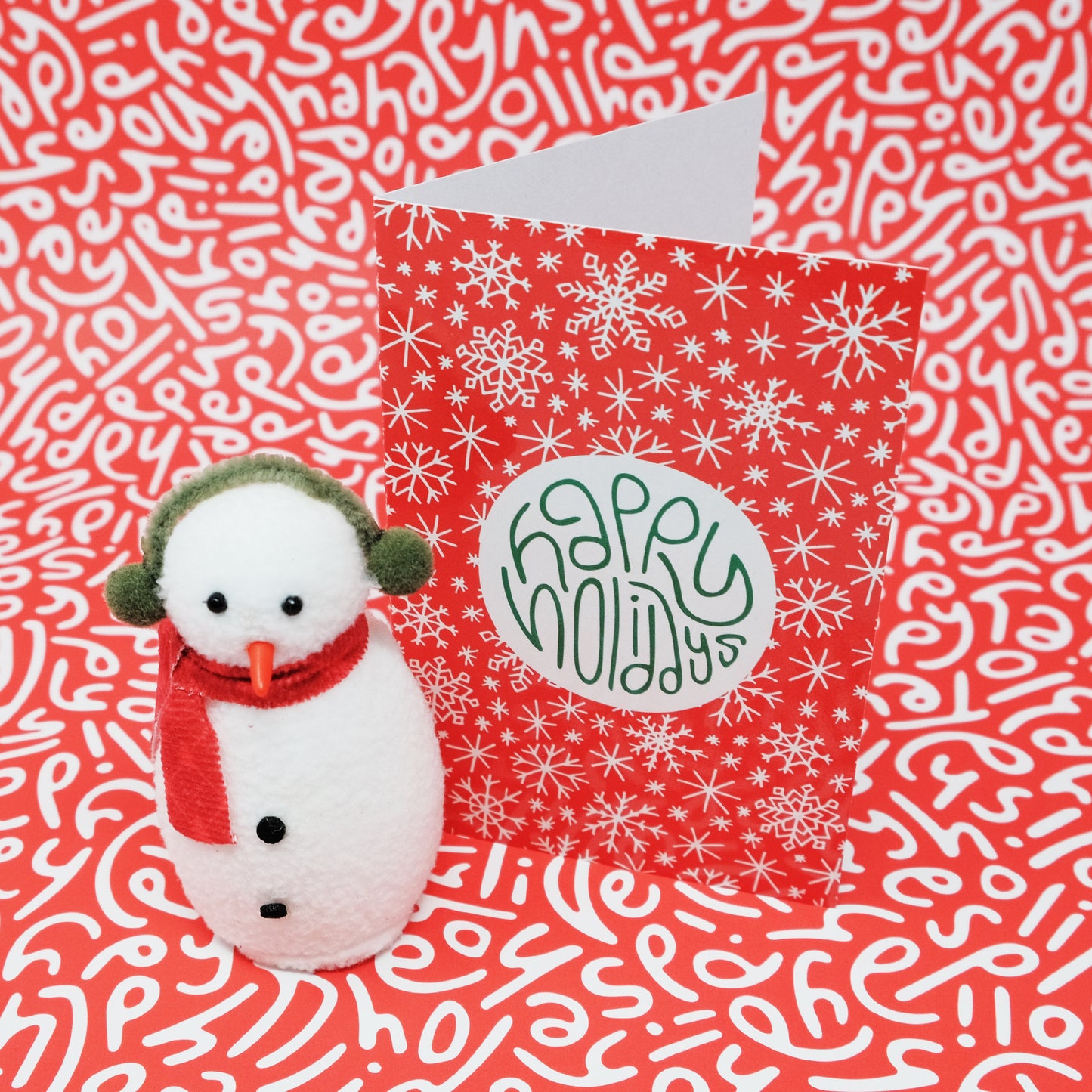 Holiday Card: Snow in Red with Color-Me-In Inside