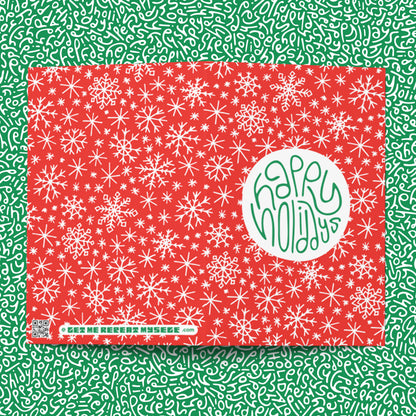 Holiday Card: Snow in Red with Color-Me-In Inside