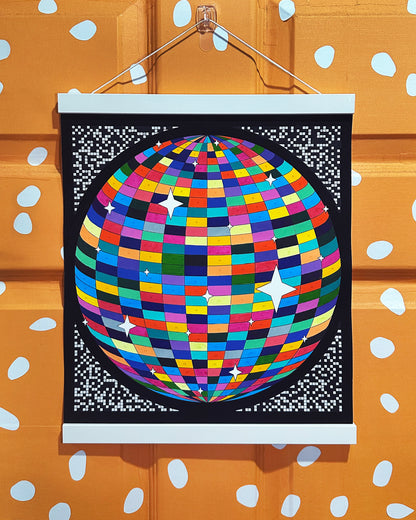 Disco Ball One Year Mood & Activity Calendar: Customizable Art Print with Daily Tracker Stars