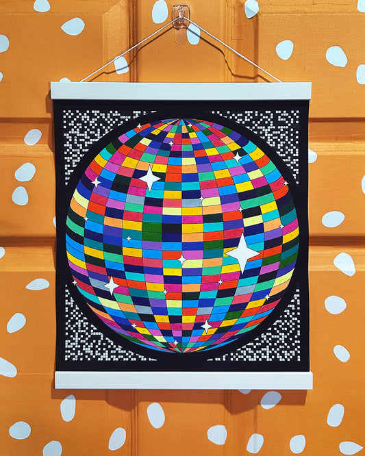 Disco Ball One Year Mood & Activity Calendar: Customizable Art Print with Daily Tracker Stars