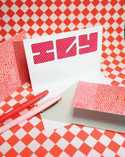 I Love You Greeting Card: Letter Pattern in Valentine with Color-Me-In Inside