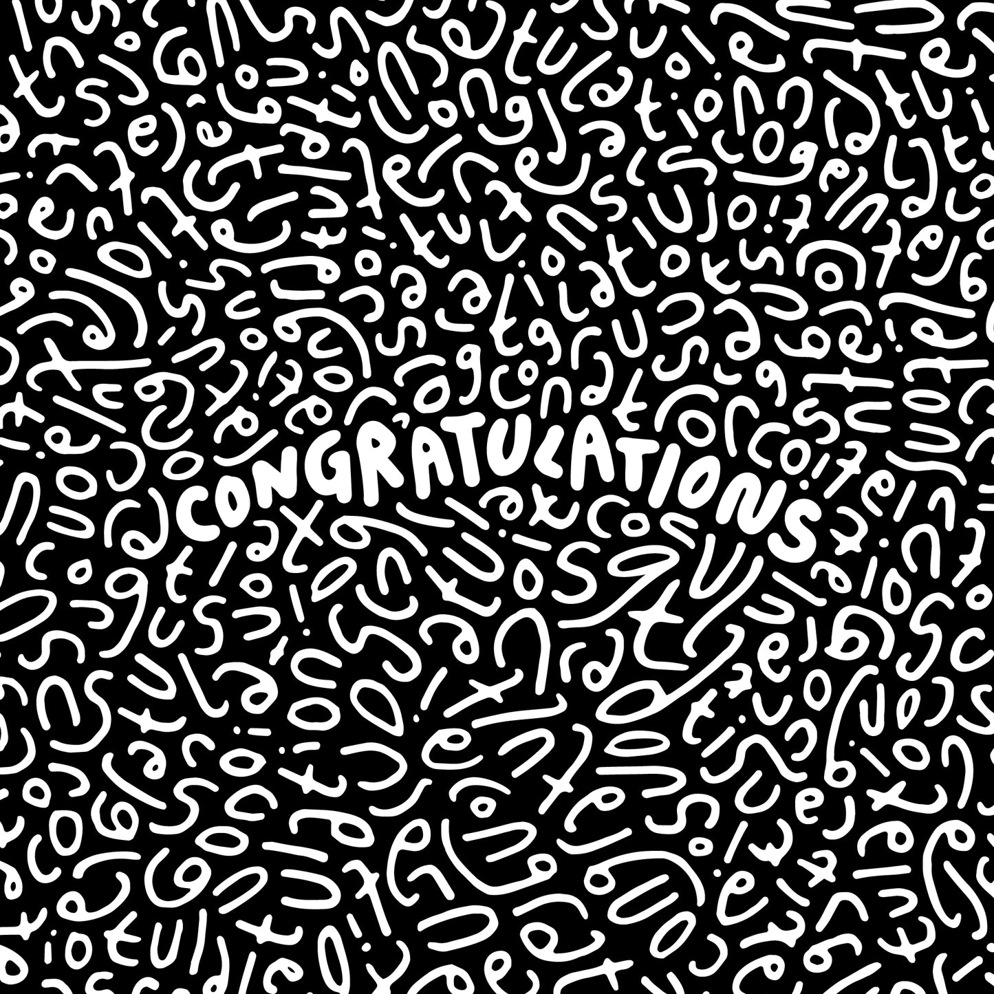 Congratulations Greeting Card: Letter Pattern in Black & White with Color-Me-In Inside