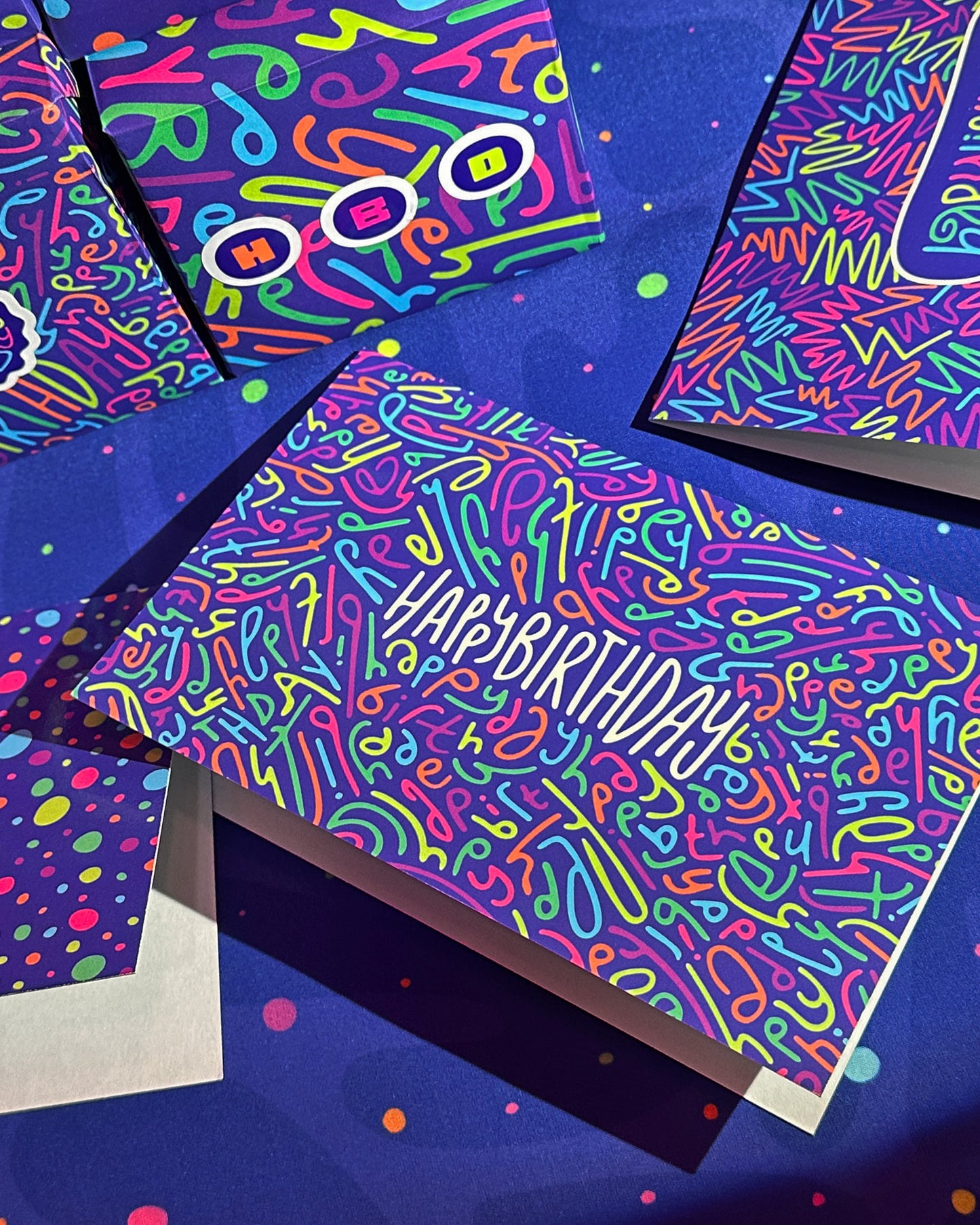 Happy Birthday Greeting Card: Letter Pattern in Disco with Color-Me-In Inside