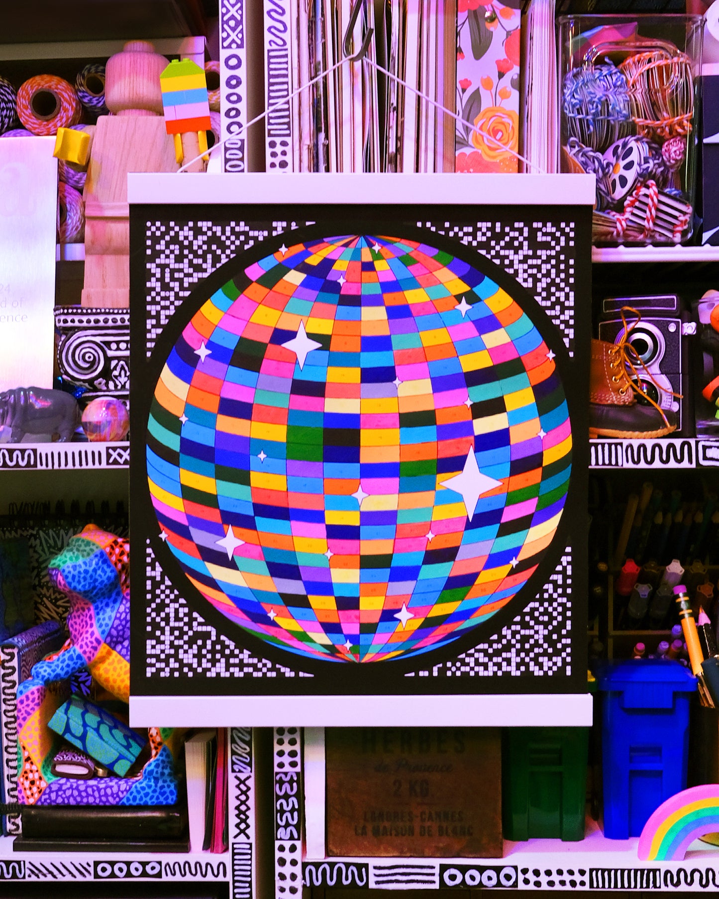 Disco Ball One Year Mood & Activity Calendar: Customizable Art Print with Daily Tracker Stars