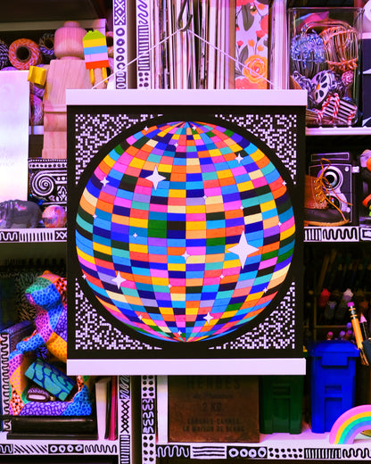 Disco Ball One Year Mood & Activity Calendar: Customizable Art Print with Daily Tracker Stars