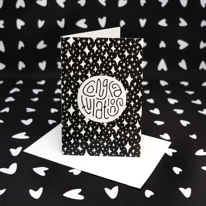 Congratulations Greeting Card: Sparkles in Black & White with Color-Me-In Inside