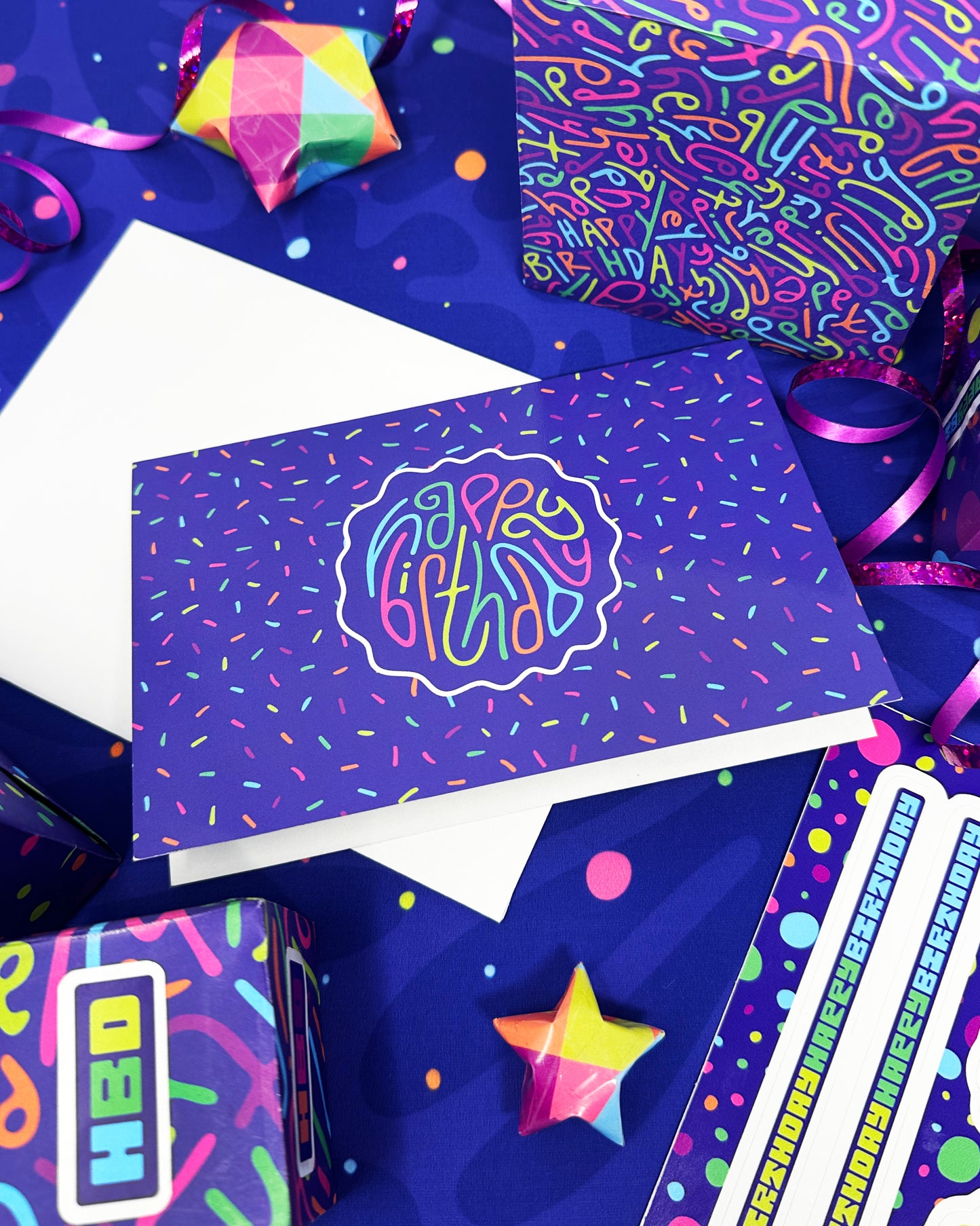 Happy Birthday Greeting Card: Sprinkles in Disco with Color-Me-In Inside
