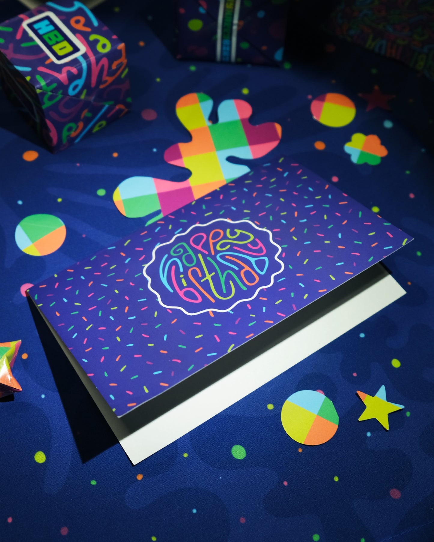 Happy Birthday Greeting Card: Sprinkles in Disco with Color-Me-In Inside