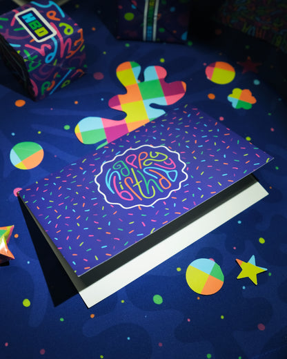 Happy Birthday Greeting Card: Sprinkles in Disco with Color-Me-In Inside