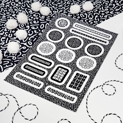 Congratulations Gift Stickers in Black & White