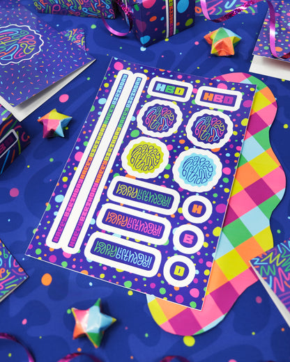 Happy Birthday Gift Stickers in Disco