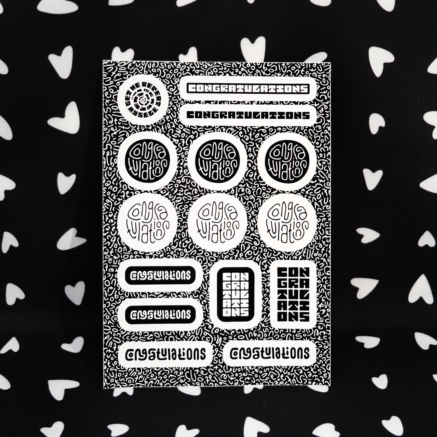 Congratulations Gift Stickers in Black & White