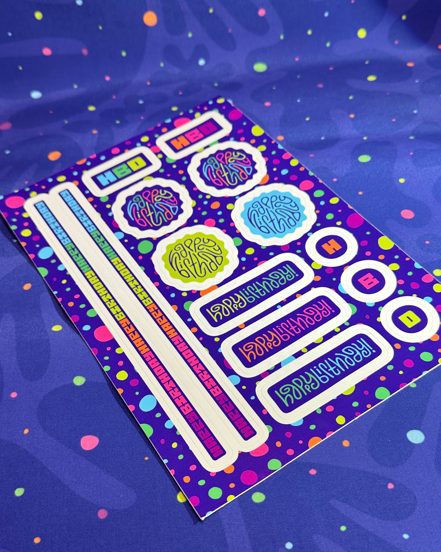 Happy Birthday Gift Stickers in Disco