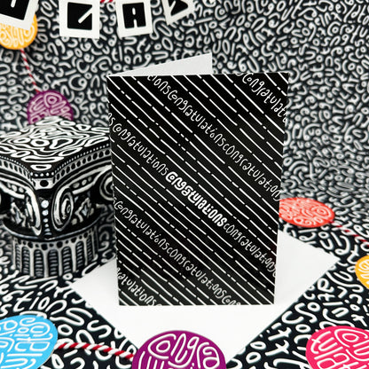 Congratulations Greeting card: Falling Glitter in Black & White with Color-Me-In Inside